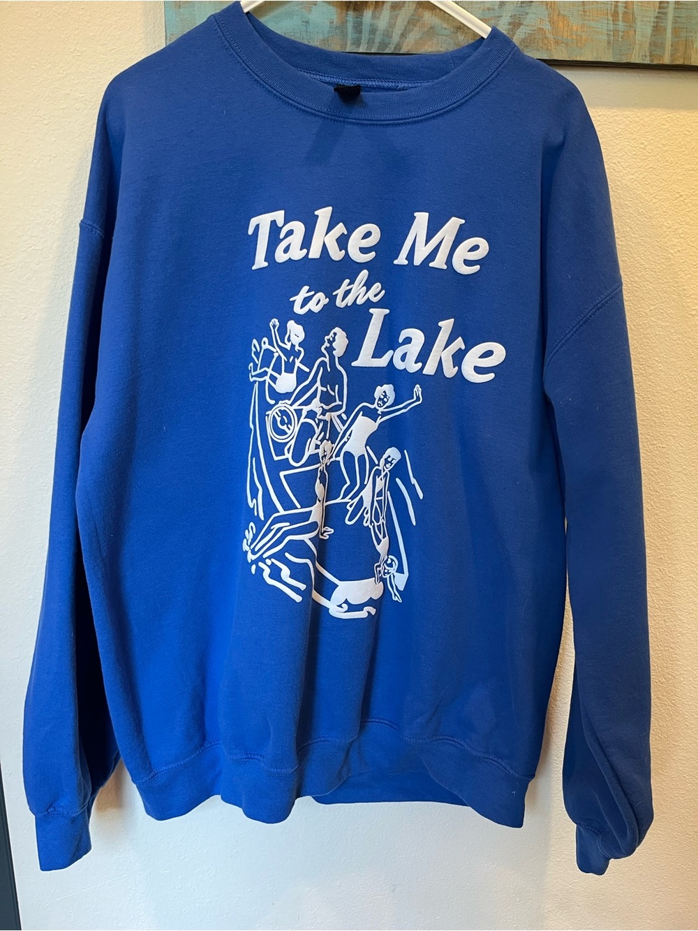 Charlie Southern Blue Crewneck Sweatshirt with Puff “Take me to the Lake”